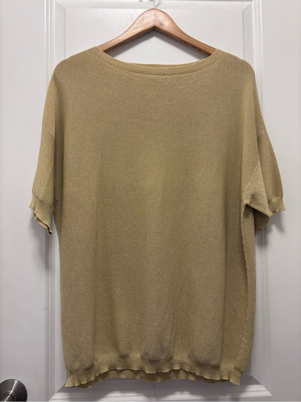 FABIANA FILIPPI Relaxed Scoop-Neck Short Sleeve Sweater in Light Gold